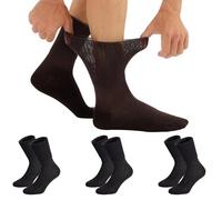 CALZITALY, PACK 3/6 PAIRS Diabetic Socks, Unisex Socks for Swollen Legs, Loose Fit Socks | Black, White, Natural | Made in Italy (3 Pairs - Black, 5,5-8)