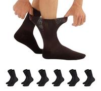 CALZITALY, PACK 3/6 PAIRS Diabetic Socks, Unisex Socks for Swollen Legs, Loose Fit Socks | Black, White, Natural | Made in Italy (6 Pairs - Black, 5,5-8)