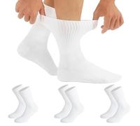 CALZITALY, PACK 3/6 PAIRS Diabetic Socks, Unisex Socks for Swollen Legs, Loose Fit Socks | Black, White, Natural | Made in Italy (3 Pairs - White, 8,5-11)