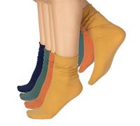 CALZITALY PACK 4/5 PAIRS Woman Pop Socks, Loose Top Socks, Non Elastic Band Socks, Diamond Knee High Socks | Green, Blue, Skin, Black | Made in Italy