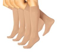 CALZITALY Pack 4 Pairs Opaque Knee High Socks, Microfibre Knee High Pop Socks | Black, Blue | 40 DEN | Italian Hosiery (One size, Natural Venice)