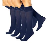 CALZITALY Pack 4 Pairs Opaque Knee High Socks, Microfibre Knee High Pop Socks | Black, Blue | 40 DEN | Italian Hosiery (One size, Blue)