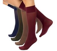 CALZITALY Pack 4 Pairs Opaque Knee High Socks, Microfibre Knee High Pop Socks | Black, Blue | 40 DEN | Italian Hosiery (UK, Alpha, One Size, Regular, Regular, Cocoa + Darkwine + Navy + Forest green)