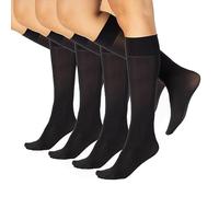 CALZITALY Pack 4 Pairs Opaque Knee High Socks, Microfibre Knee High Pop Socks | Black, Blue | 40 DEN | Italian Hosiery (One size, Black)