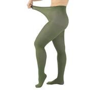 CALZITALY Plus Size Opaque Tights, Curvy Extra Large Pantyhose, 60 DEN, L, XL, 2XL, 3XL, 4XL, Blue, Black, Made in Italy (XL, Olive Green)