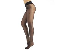 CALZITALY Seamless Sheer Tights Plain or with Polka Dots | Black, Skin, Blue | S, M/L, L/XL | 15 DEN | Made in Italy (L-XL, BLACK POIS)