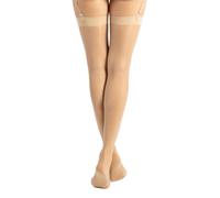 CALZITALY Thigh High Suspender Stockings, Sheer Stockings for Suspenders with Back Seam | S, M, L, XL, 2XL, 3XL, 4XL | Black, Skin, Ivory, White | 15 DEN | Made in Italy (4XL, Skin)