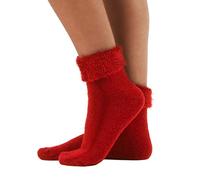 CALZITALY Women Winter Socks with Angora Effect | Soft Warm Socks | Multicolour | One Size | Made in Italy (One Size, Red)