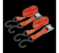 Cam Buckle Strap 25mm x 2.5m Polyester Webbing with S-Hooks 500kg Breaking Strength
