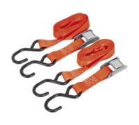 Cam Buckle Tie Down 25mm x 2.5m Polyester Webbing with S-Hooks 500kg Breaking St
