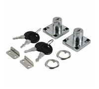 Cam Lock, 2 Sets Cabinet Drawer Door Mailbox Locks with 4 Keys, Steel Silver 40x40mm for Desk Cupboard 14-22mm Mounting
