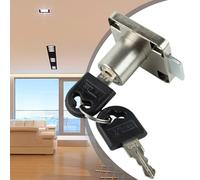 Cam Lock, 2PCS Iron Drawer Lock with Stainless Steel Plating for Desk Wardrobe Tool Box Cabinet, Silver Furniture Bolt Lock with Keys