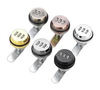 Cam Lock 3-Digit Password Combination Zinc Alloy Drawer Cabinet Door Wheel Round Shape 1Pcs(Plastic Black 16mm)