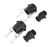 Cam Lock Fitting Set for Type D & F 1 Inch Polypropylene Hose Coupling Camlock Set 2 Sets Black PP for Quick Coupling Cam Lock for Tank and Pump 1 Inch Coupling Set Polypropylene 150 PSI (1 Inch)
