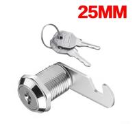 Cam Lock for Cabinet Drawer Mailbox Locker Cupboard, Metal Alloy Cylinder Security Lock with 2 Keys, 16mm 20mm 25mm Sizes, Keyed Differ(25mm)