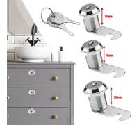 Cam Lock with 2 Keys for Metal, Wood and Glass Doors Suitable for Cabinets, Drawers, Lockers and Mail Boxes Metal Cylinder Lock 16/20/25mm Diameter Secure Closure (25mm)