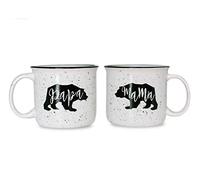 CAM N HONEY Farmhouse Mama Bear & Papa Bear Funny Campfire Couples Coffee Mug Set | 14oz Ceramic Mugs | Mama & Papa Bear Mug | Perfect for Parents