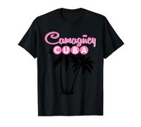 Camaguey Cuba Retro Tropical Palm Tree Value Graphic T-Shirt, Men, Black, S