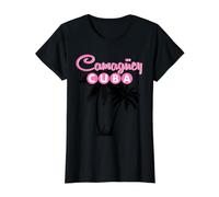 Camaguey Cuba Retro Tropical Palm Tree Value Graphic T-Shirt, Women, Black, S