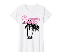 Camaguey Cuba Retro Tropical Palm Tree Value Graphic T-Shirt, Women, White, S