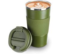 camako Coffee Cup Insulated, Reusable Travel Stainless Steel Mug with Leakproof Lid & Eco-Friendly for Coffee (18oz/510ml, Army Green)