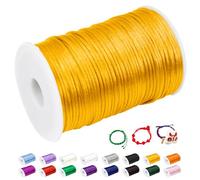 CAMAL 2 mm Nylon Thread for Bracelet, 100 m Thread Bracelet Cord Satin Cord Sliding Bracelet Colorful Cord Necklace for Pendant, Beads, Jewellery Creation, DIY Crafts (Yellow Gold)