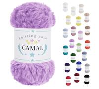 CAMAL Knitting Wool, 100g Faux Fur Velvet Yarn Crochet Yarn Fluffy Yarn Ball of Wool for Crochet Blankets, Hats, Dolls, Shawls - 60 Meters (Light Purple)