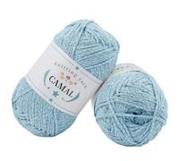 CAMAL Pack of 2 Cotton for Crocheting, 200 g Glitter Crochet Wool Cotton for Bags, Soft Sparkling T-Shirt Yarn for Crochet & Knitting Yarn, Metallic Crochet Yarn for DIY Handbag (Silver Sea Blue)