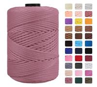 CAMAL Polypropylene Cord 3mm 185 Yards Colorful Polyester Yarn Handmade Knitting Thread Macrame Cord 3mm for Crochet Bags, DIY Crafts, Plant Hangers, Making Macrame Project(Light Bean Pink)