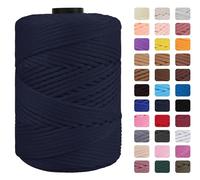 CAMAL Polypropylene Cord 3mm 185 Yards Colorful Polyester Yarn Handmade Knitting Thread Macrame Cord 3mm for Crochet Bags, DIY Crafts, Plant Hangers, Making Macrame Project(Dark Blue)