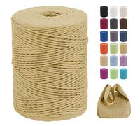 CAMAL Raffia Yarn for Crochet Bags, 2 mm x 300 m Braided Raffia Paper Wire, Soft Raffia Raffia Yarn Raffia for Knitting Bag, Beach Hat, DIY Crafts (Raffia)