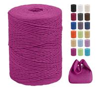 CAMAL Raffia Yarn for Crocheting Bags, 2 mm x 300 m Braided Raffia Paper Yarn, Soft Raffia Yarn Raffia for Knitting Bag, Beach Hat, DIY Crafts (Rose Red)