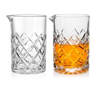 Cambareign 2 Pack Cocktail Mixing Glass, 550ml Crystal Bar Mixing Glass, Martini Stirring Pitcher with Thick Bottom for Bartenders