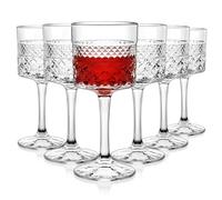 Cambareign Wine Glasses Set of 6, 400ml Large Crystal Wine Glass, Square Red Wine Glasses with Long Stem, Gifts for Wedding Birthday Celebrations