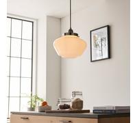 Luminosa Lighting Luminosa Camberley Dome Pendant Ceiling Light Bright Nickel Plate, Opal Glass, 1X E27