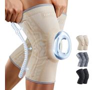 CAMBIVO 2-Pack Knee Support Men with Thickened Patella Gel Pad and Side Stabilizers Knee Brace for Women Arthritis Knee Compression Sleeve for Knee Pain Relief, Running, Workout, Daily Use (Beige, L)