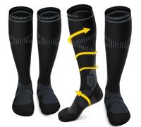 CAMBIVO 2 Pairs Compression Socks for Women & Men, 15-20mmHg Flight Socks, Graduated Support for Plantar Fasciitis Relief, Running, Pregnancy, Nurses, Travel Essentials
