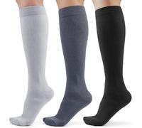 CAMBIVO 3 Pairs Compression Socks for Men and Women 8-15 mmHg, Flight Socks Compression Stockings for Work, flying, Running, Hiking, Recovery, Daily Wear, Active Lifestyles