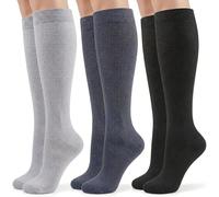 CAMBIVO 3 Pairs Compression Socks for Men and Women 8-15 mmHg, Flight Socks Compression Stockings for Work, flying, Running, Hiking, Recovery, Daily Wear, Active Lifestyles