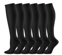 CAMBIVO 6 Pairs Compression Socks for Men & Women, 15-20mmHg Flight Socks for Exceptional Fit, Graduated Support for Running, Travel, Nursing, Pregnancy, Edema & Varicose Veins Relief