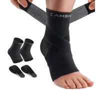CAMBIVO Adjustable Ankle Brace for Plantar Fasciitis Socks 1 Pair with Strap Men and Women, Ankle Support for Sprained Ankle, Sports, Recovery and Daily Breathable Compression Sleeve Socks (Black,L)