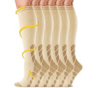 CAMBIVO Compression Socks for Men and Women 3 Pairs, 20-30 mmHg Flight Socks Stockings for Ankle/Calf Support, Running, Flying, Pregnancy & Maternity, Airplane Travel Essentials (Nude, L-XL)