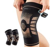 CAMBIVO Copper Knee Support for Women and Men 2 Pack, Compression Knee Brace Sleeve with Anti Slip Fit, Ideal for Running, Gym and Long Work Shifts, Designed for Knee Pain and Arthritis Comfort, M