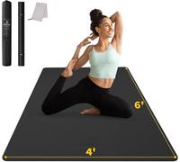 CAMBIVO Extra Wide Exercise Mat for Partner Workouts - 183x122cm Double Width TPE Yoga Mat for Home Gym - Non Slip Large Workout Mat for Pilates and HIIT (Carry Bag and Towel Included)