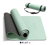 CAMBIVO Non-Slip TPE Yoga Mat for Home Gym & Pilates - 6mm/8mm Cushioning for Joint Support - Double-Sided Grip Exercise Mat for Stretching, Meditation & Fitness (Carry Strap Included)