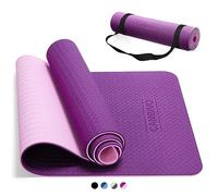 CAMBIVO Non-Slip TPE Yoga Mat for Home Gym & Pilates - 6mm/8mm Cushioning for Joint Support - Double-Sided Grip Exercise Mat for Stretching, Meditation & Fitness (Carry Strap Included)