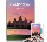 Cambodia 1000 Pieces Jigsaw Puzzles for Adults And Teens,Stress Reliever Difficult Challenge Enhance Love between Couples 50x75cm