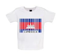 Cambodia Barcode Style Flag - Organic Baby/Toddler T-Shirt - White - 12-18 Months