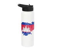 Cambodia Cambodian Flag Silhouette Kampuchea Khmer Travel Stainless Steel Insulated Water Bottle