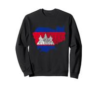 Cambodia Cambodian Flag Silhouette Kampuchea Khmer Travel Sweatshirt